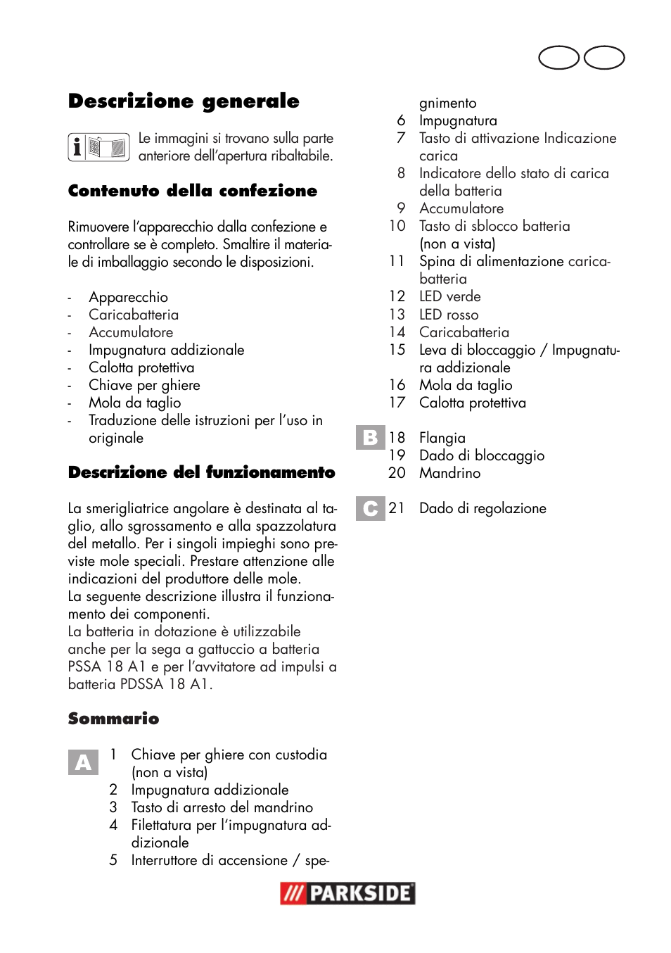 Descrizione generale, It mt | Parkside PWSA 18 A1 User Manual | Page 5 / 78