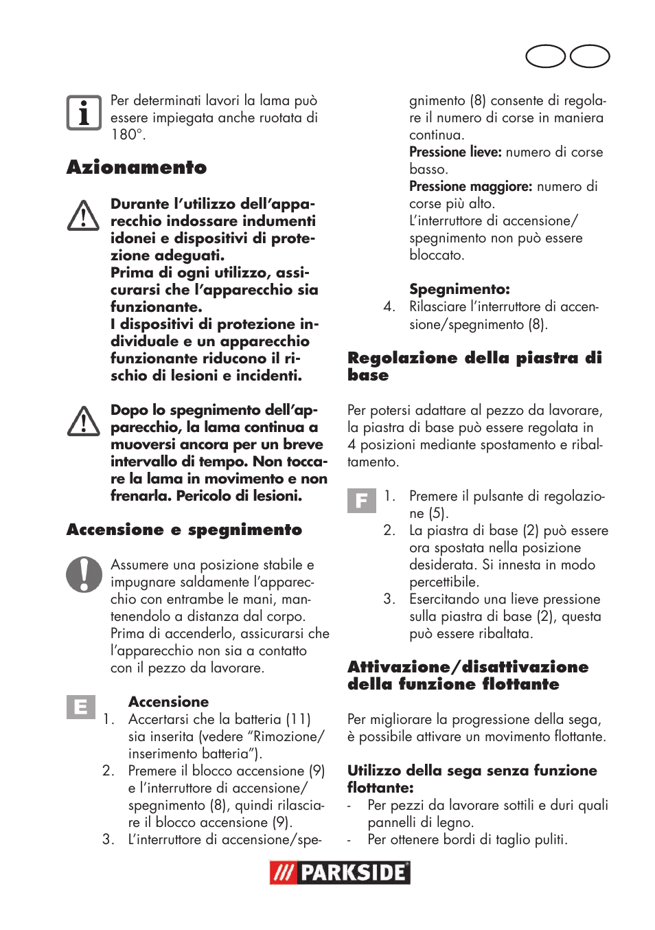 Azionamento, It mt | Parkside PSSA 18 A1 User Manual | Page 15 / 64