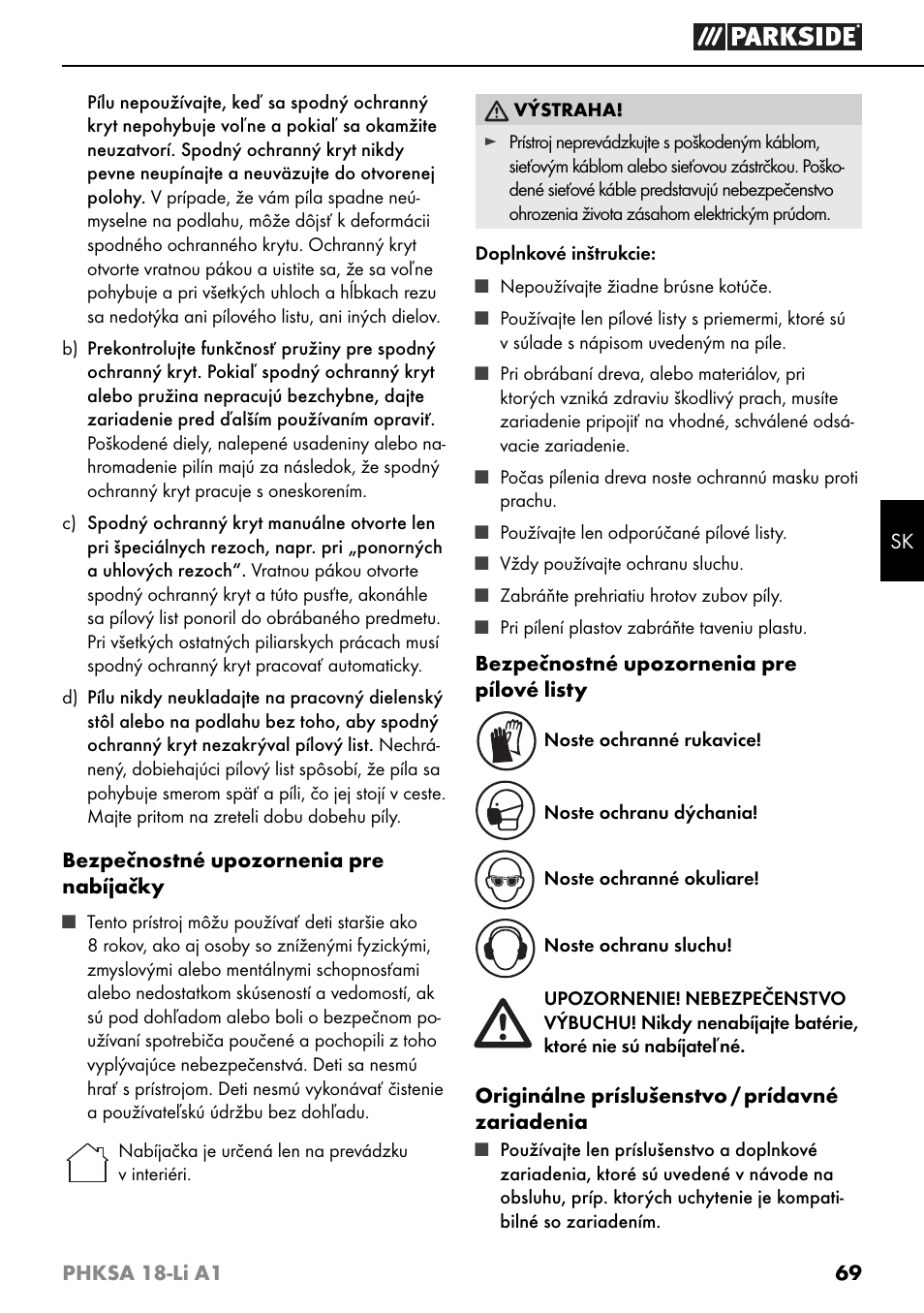 Parkside PHKSA 18-Li A1 User Manual | Page 72 / 94