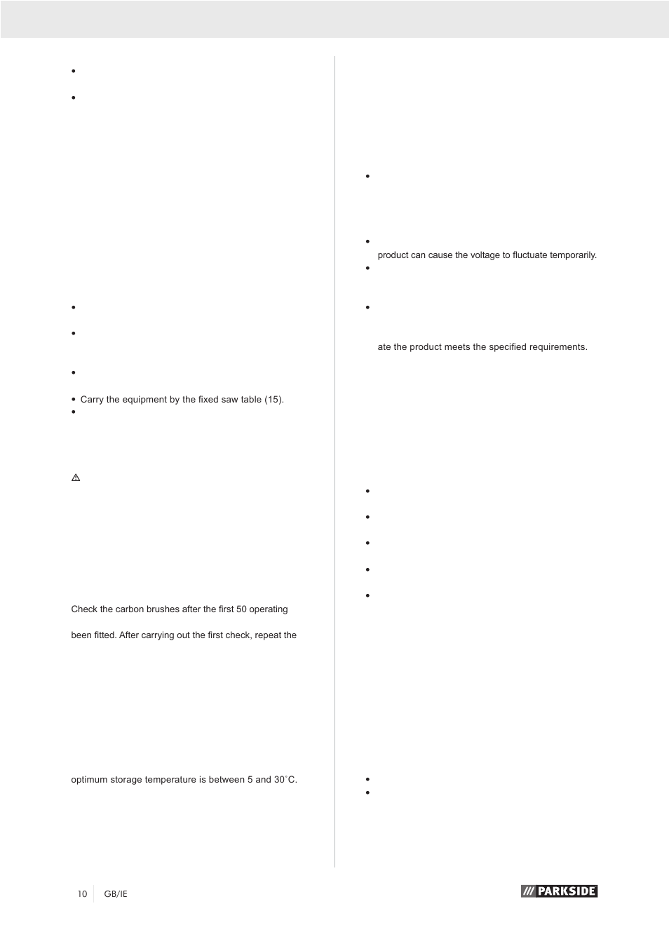 Transport, Maintenance, Storage | Electrical connection | Parkside PZKS 1500 A1 User Manual | Page 15 / 76