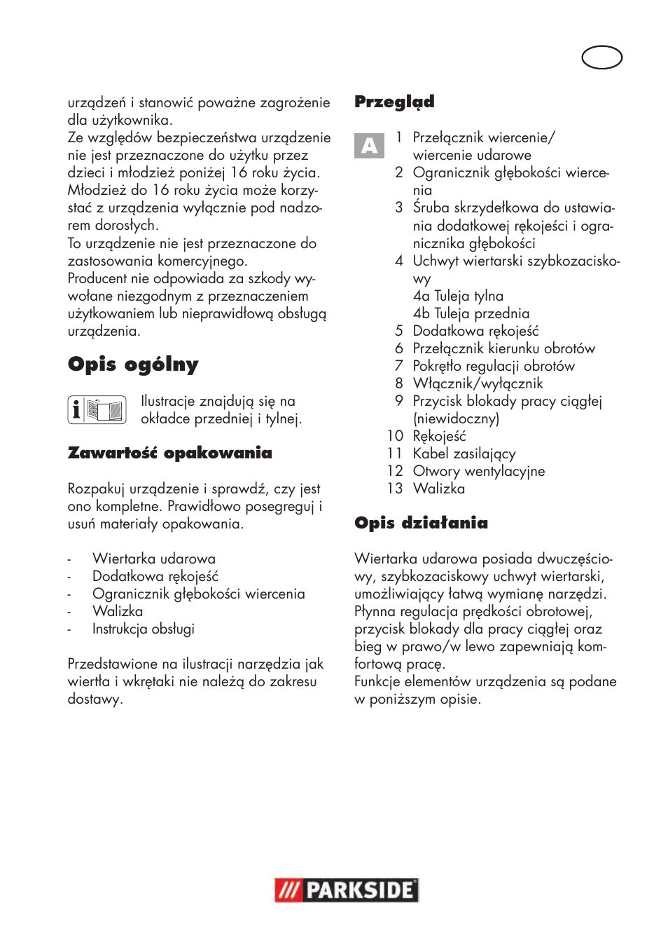 Opis ogólny | Parkside PSBM 500 B3 User Manual | Page 17 / 96
