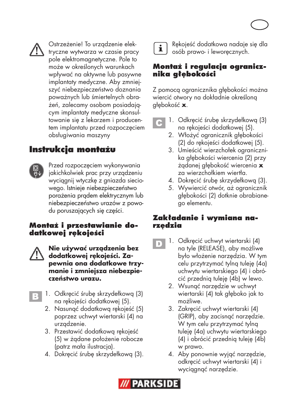 Instrukcja montażu | Parkside PSBM 500 B3 User Manual | Page 23 / 96