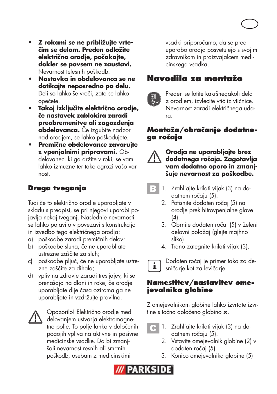 Navodila za montažo | Parkside PSBM 500 B3 User Manual | Page 47 / 96