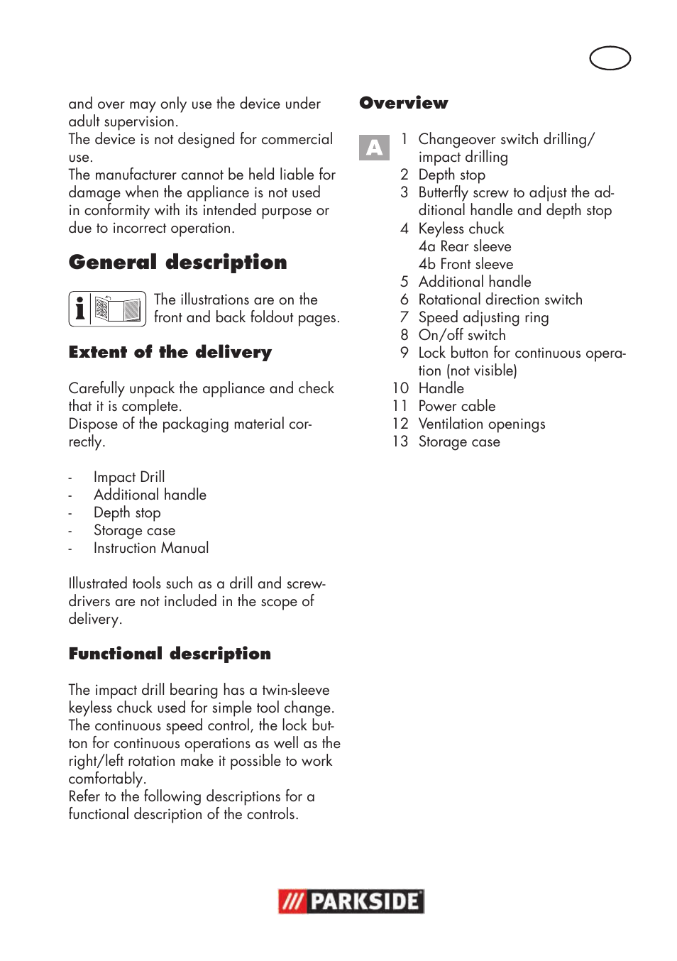 General description | Parkside PSBM 500 B3 User Manual | Page 5 / 96