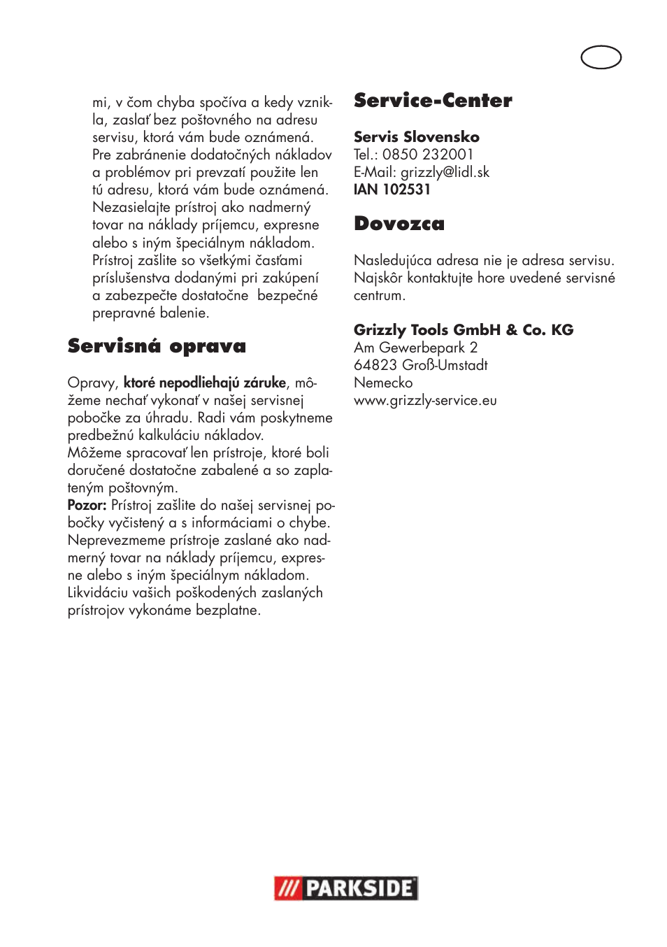 Servisná oprava, Service-center, Dovozca | Parkside PSBM 500 B3 User Manual | Page 75 / 96