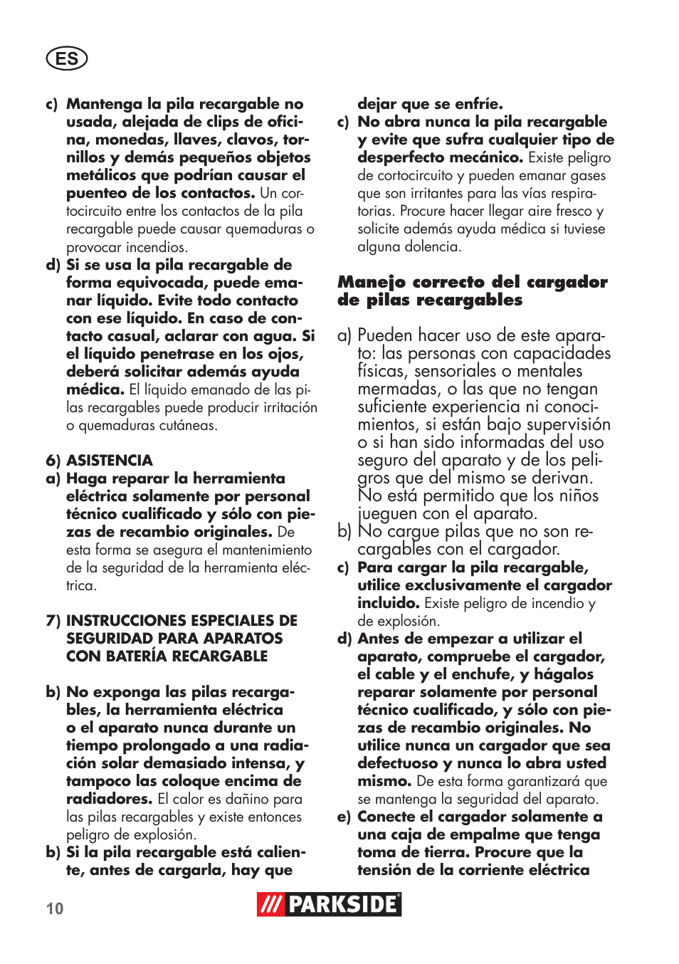 Parkside PSSA 3.6 C3 User Manual | Page 10 / 74