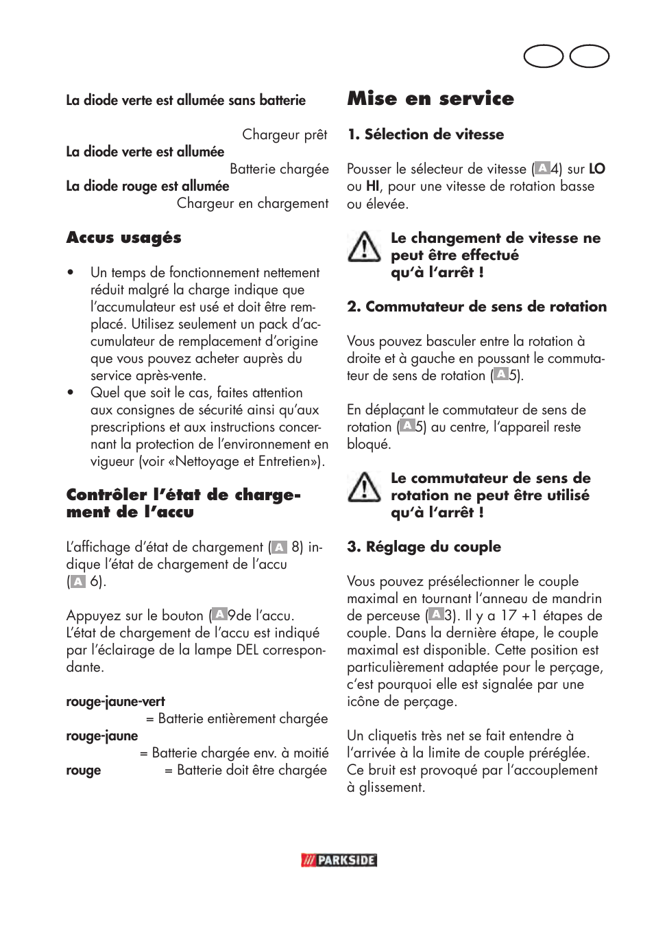 Mise en service, Ch fr | Parkside PABSW 10.8 B3 User Manual | Page 29 / 68