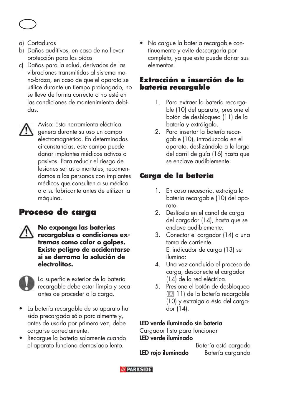 Proceso de carga | Parkside PABSW 10.8 B3 User Manual | Page 12 / 84