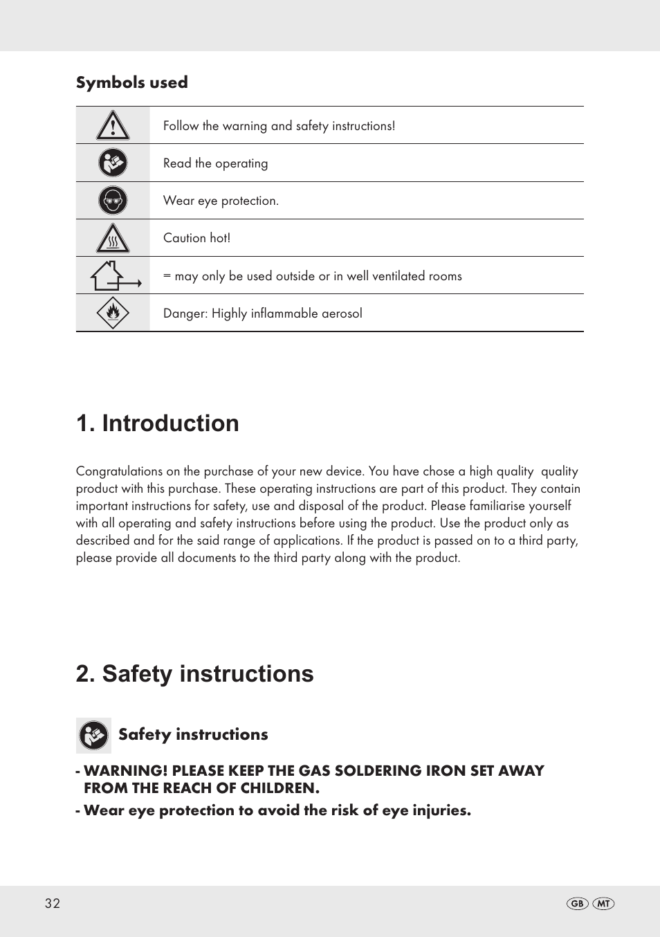 Introduction, Safety instructions | Parkside PT360 User Manual | Page 32 / 44