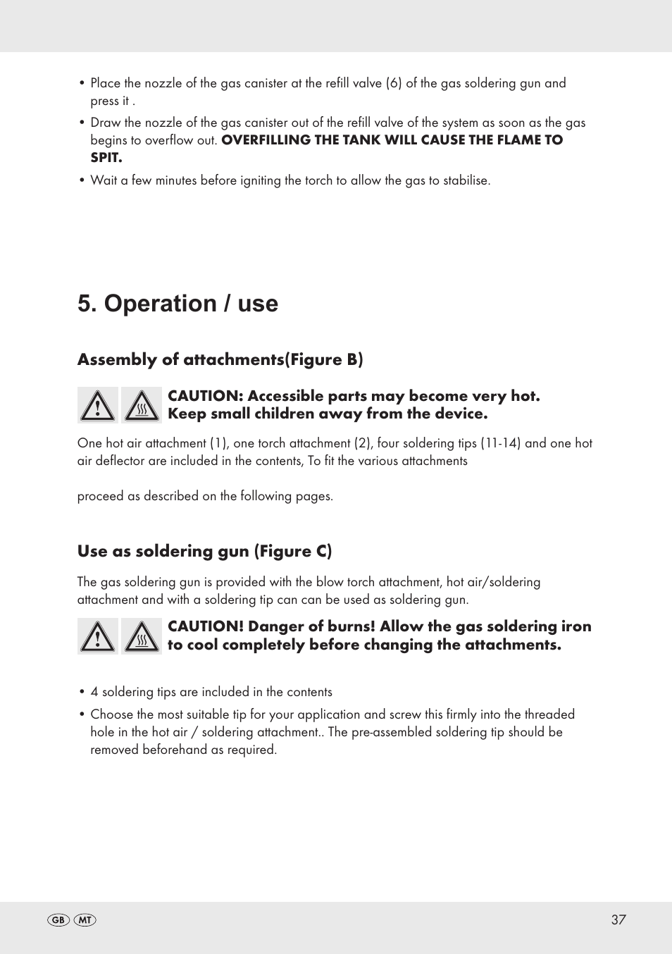 Operation / use | Parkside PT360 User Manual | Page 37 / 44