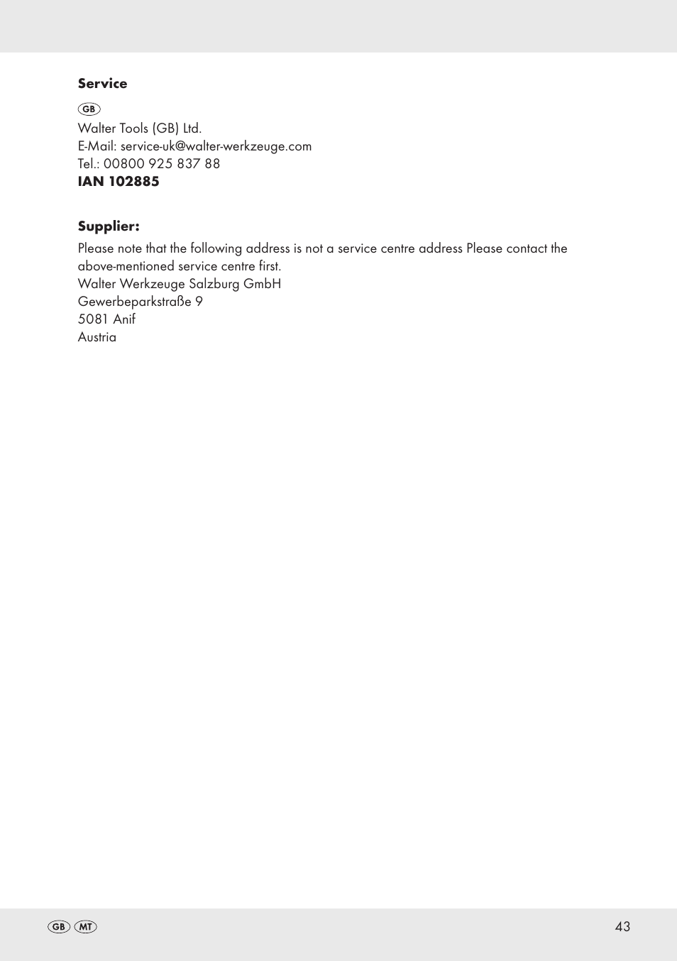 Parkside PT360 User Manual | Page 43 / 44