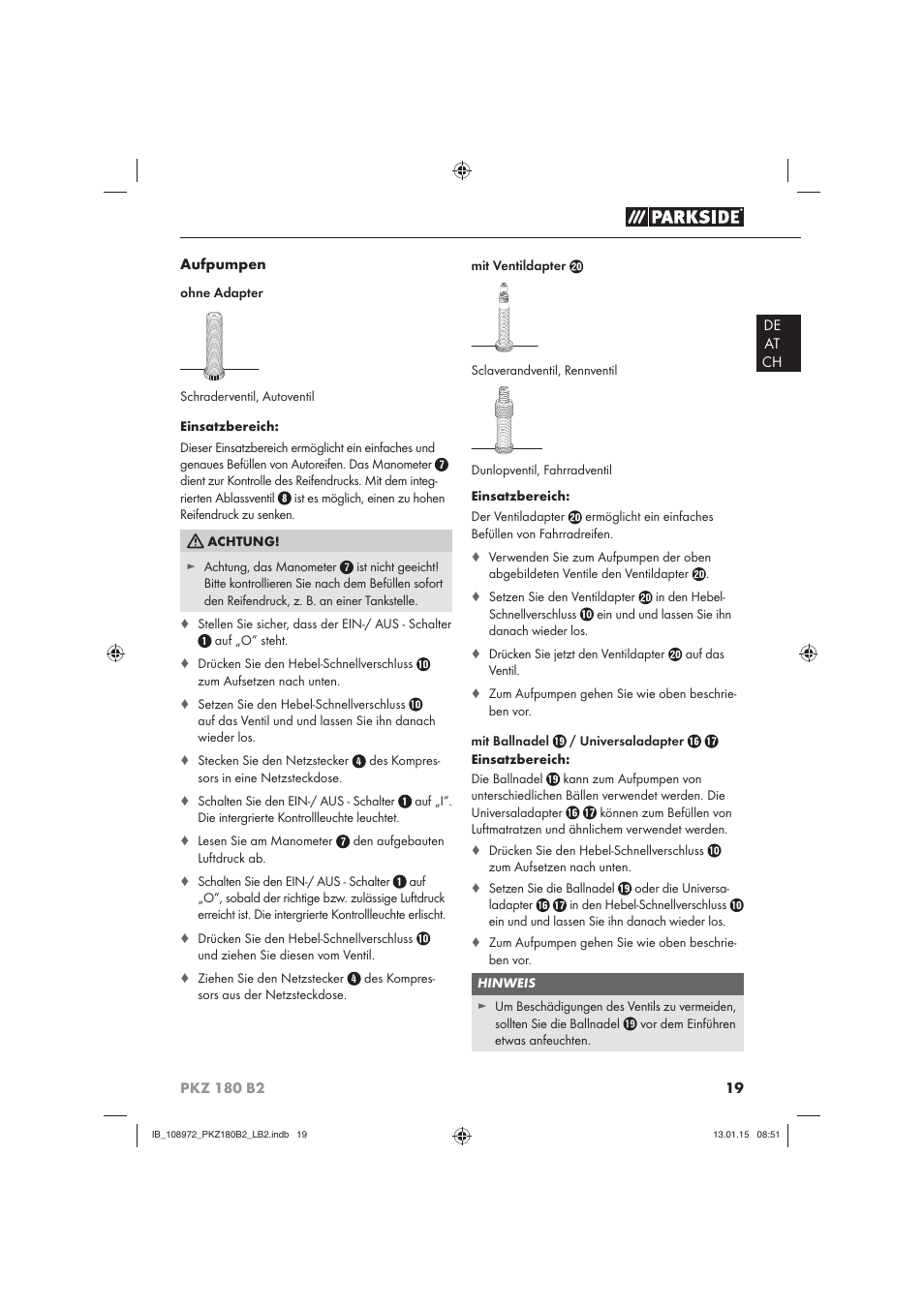 Parkside PKZ 180 B2 User Manual | Page 22 / 38