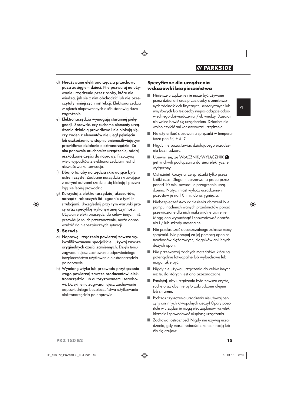 Parkside PKZ 180 B2 User Manual | Page 18 / 80
