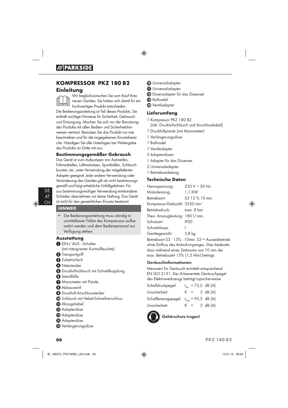 Kompressor pkz 180 b2 einleitung | Parkside PKZ 180 B2 User Manual | Page 69 / 80