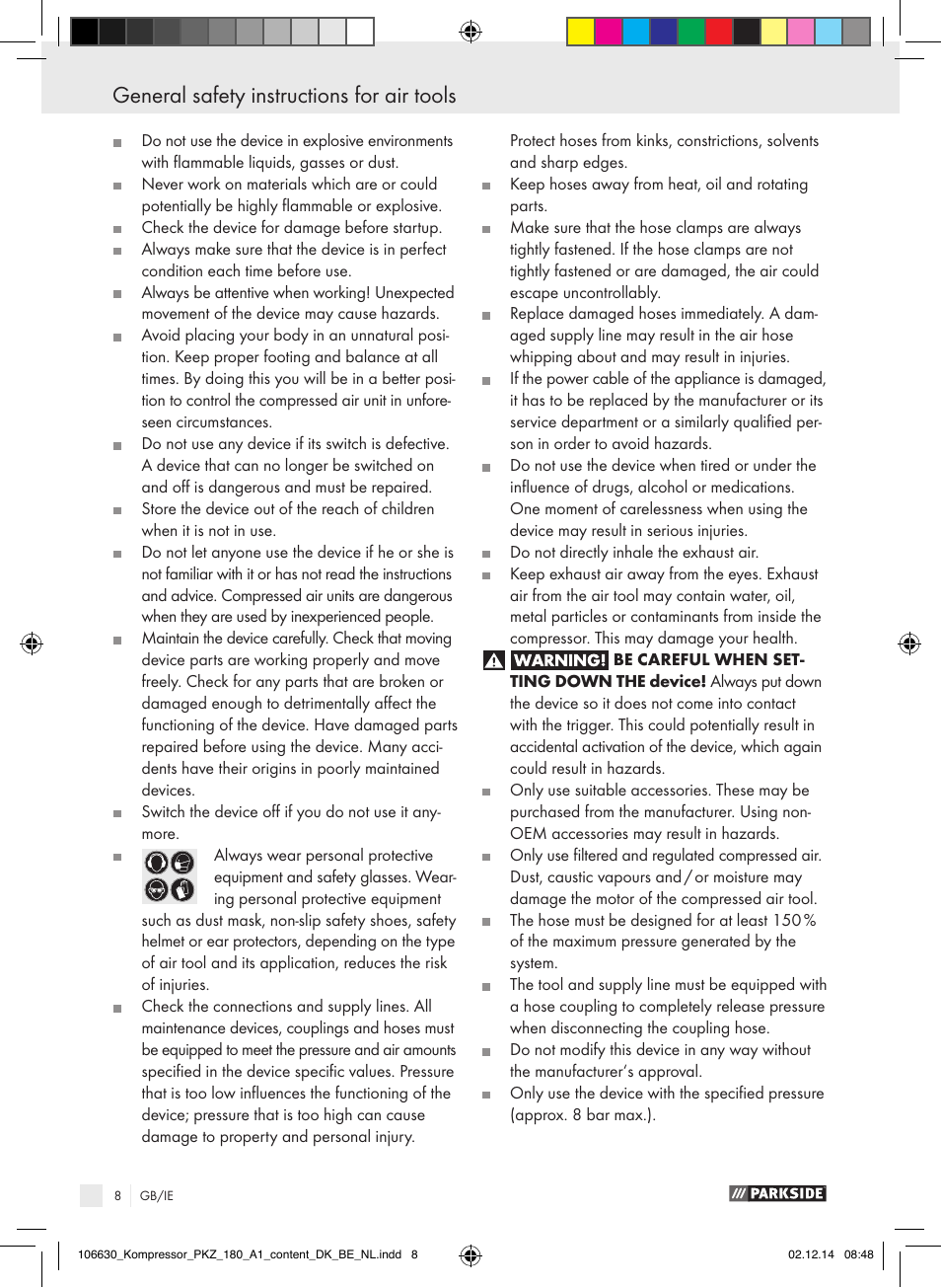 Parkside PKZ 180 A1 User Manual | Page 8 / 55