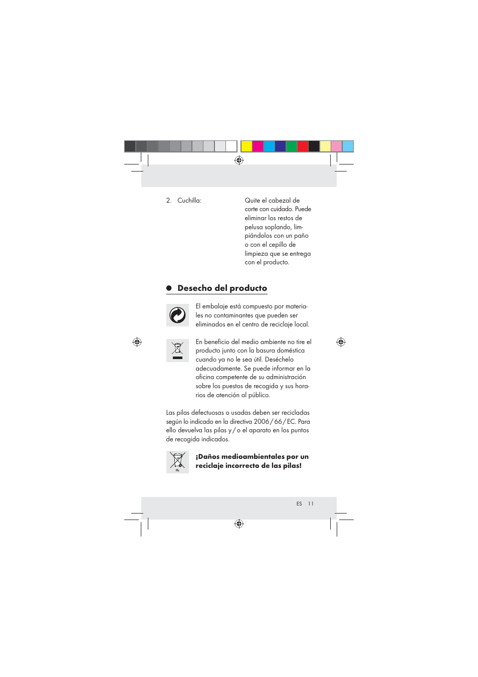 Desecho del producto | Aquapur Z31136 Lint Remover User Manual | Page 11 / 44
