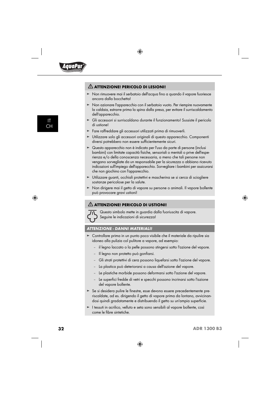 Aquapur ADR 1300 B3 Handheld Steam Cleaner User Manual | Page 35 / 68