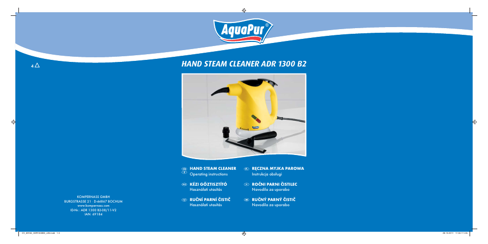 Aquapur ADR 1300 B2 Hand Steam Cleaner User Manual | 86 pages