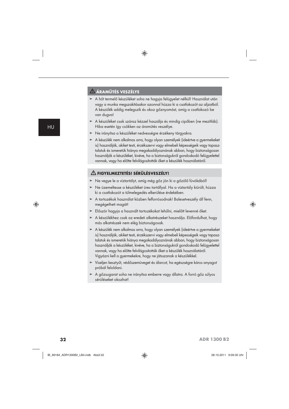 Aquapur ADR 1300 B2 Hand Steam Cleaner User Manual | Page 34 / 86