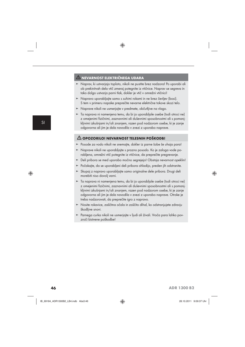 Aquapur ADR 1300 B2 Hand Steam Cleaner User Manual | Page 48 / 86