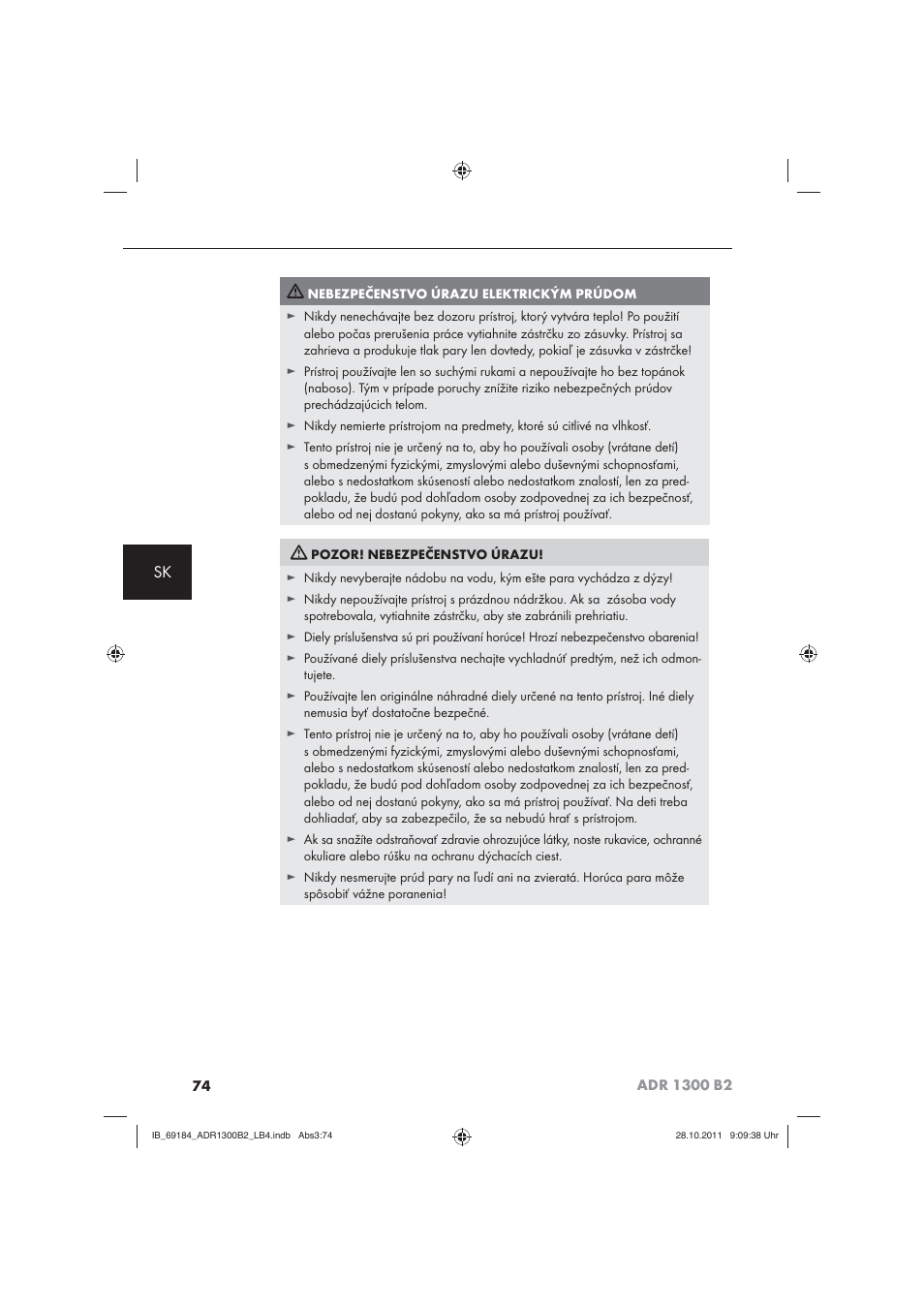 Aquapur ADR 1300 B2 Hand Steam Cleaner User Manual | Page 76 / 86