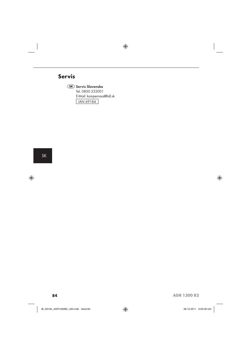 Servis | Aquapur ADR 1300 B2 Hand Steam Cleaner User Manual | Page 86 / 86