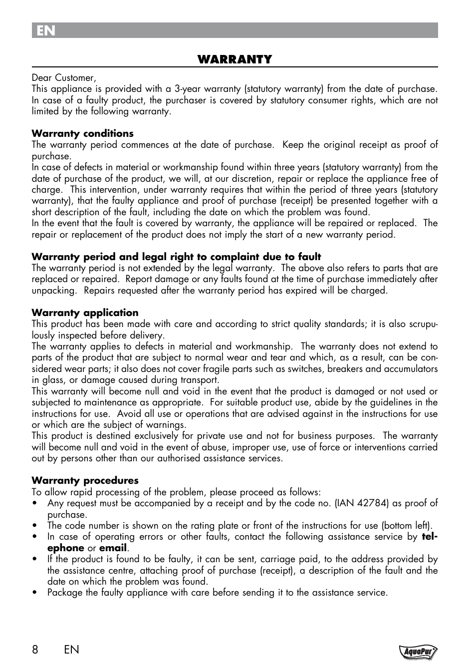Aquapur Handheld Steam Cleaner User Manual | Page 10 / 74