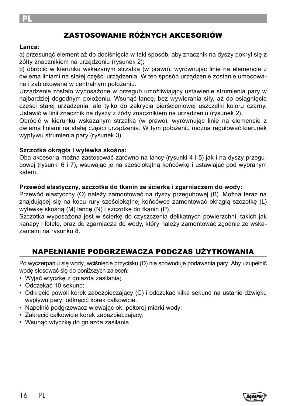 Aquapur Handheld Steam Cleaner User Manual | Page 18 / 74