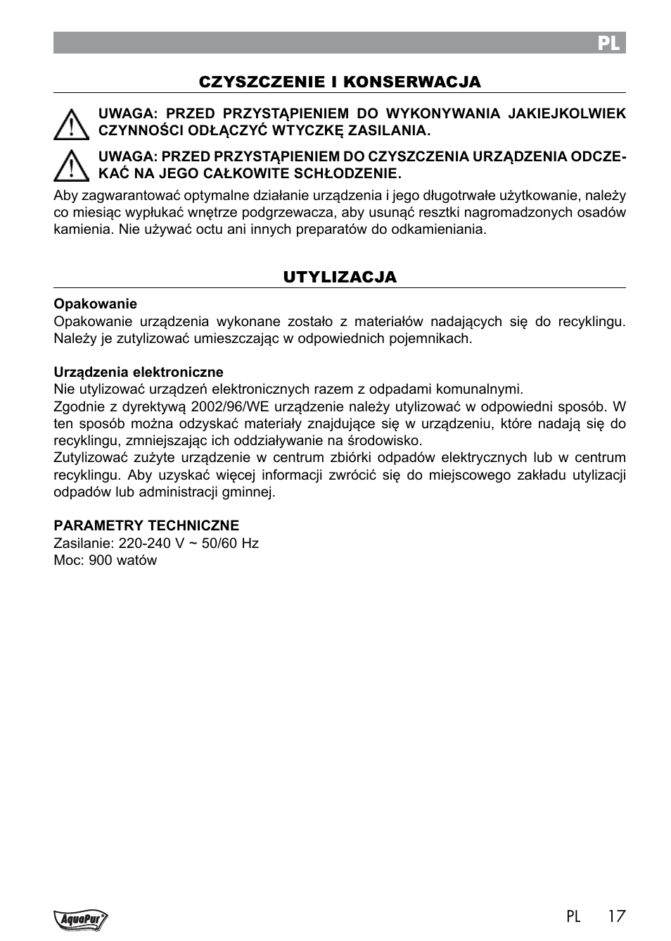Aquapur Handheld Steam Cleaner User Manual | Page 19 / 74