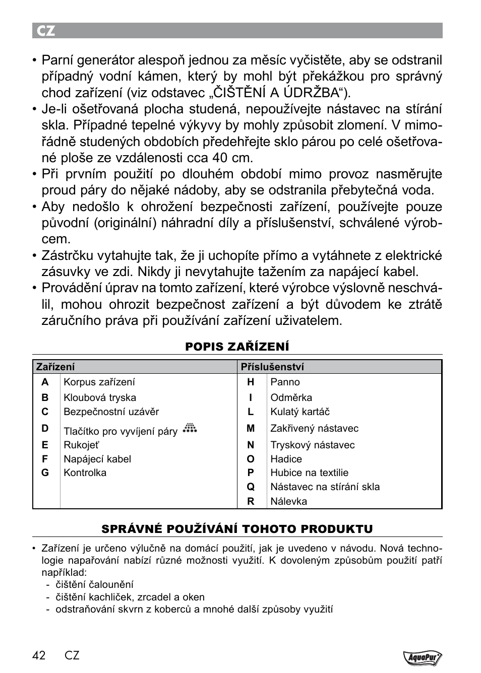 Aquapur Handheld Steam Cleaner User Manual | Page 44 / 74