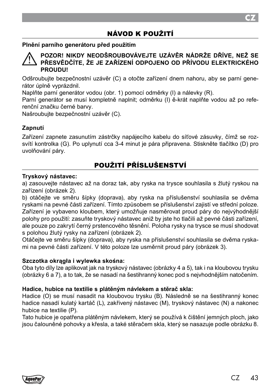 Aquapur Handheld Steam Cleaner User Manual | Page 45 / 74