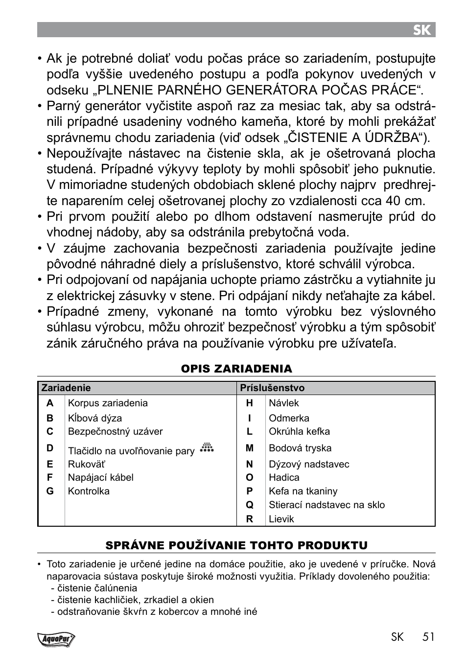 Aquapur Handheld Steam Cleaner User Manual | Page 53 / 74
