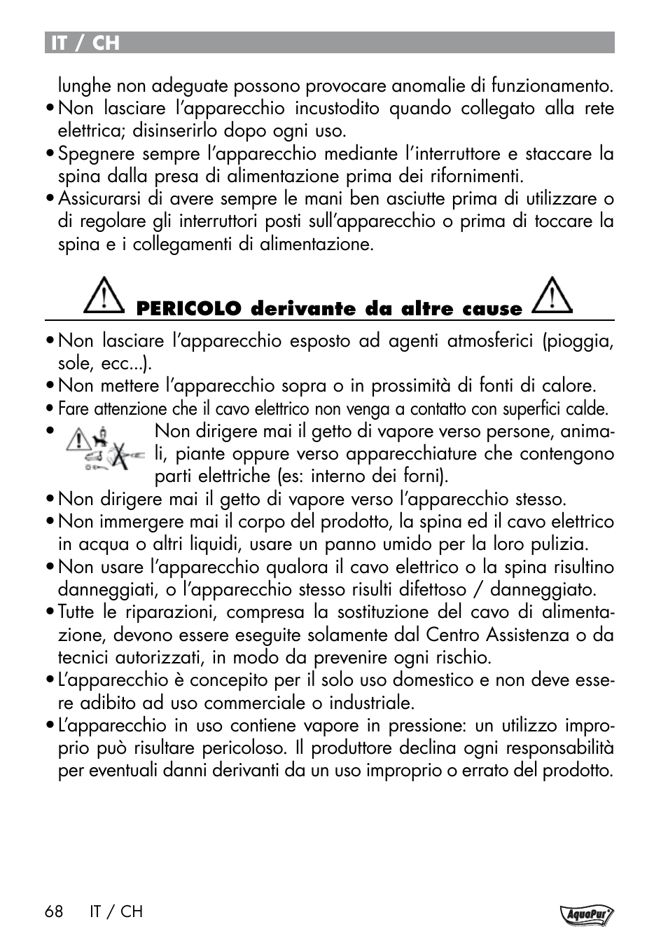 Aquapur Handheld Steam Cleaner User Manual | Page 70 / 74
