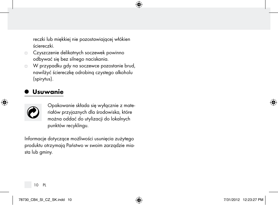 Usuwanie | Auriol Z9850 User Manual | Page 10 / 29