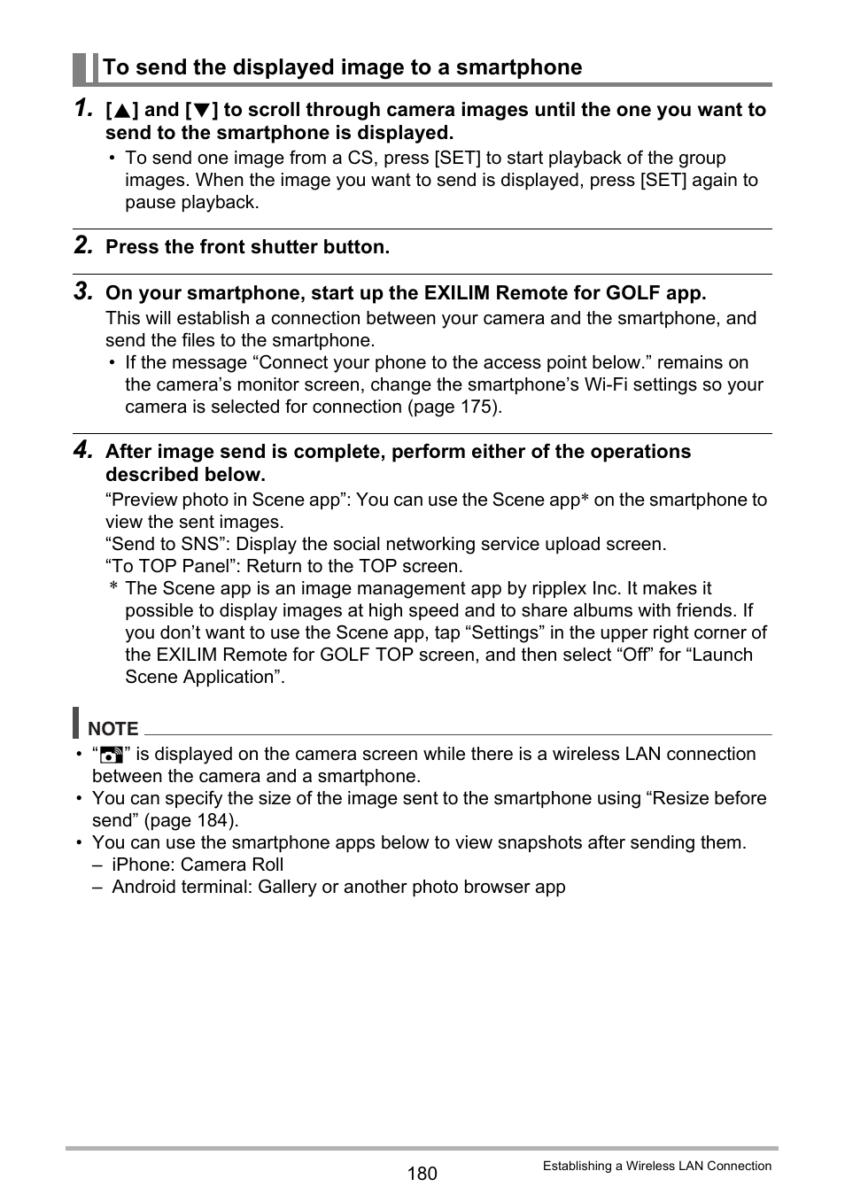 To send the displayed image to a smartphone | Casio EX-FC500S User Manual | Page 180 / 248