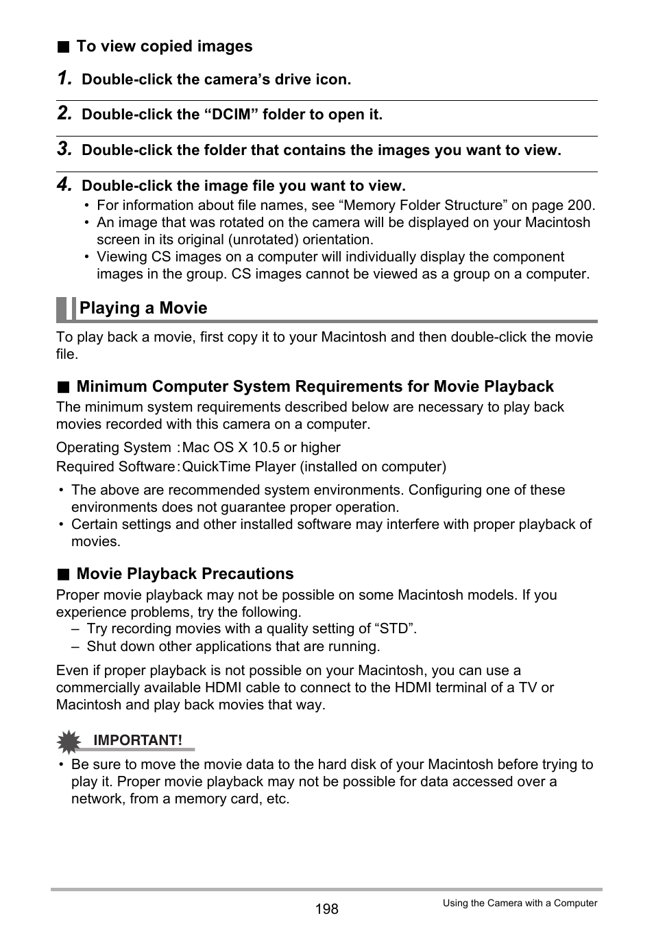 Playing a movie | Casio EX-FC500S User Manual | Page 198 / 248