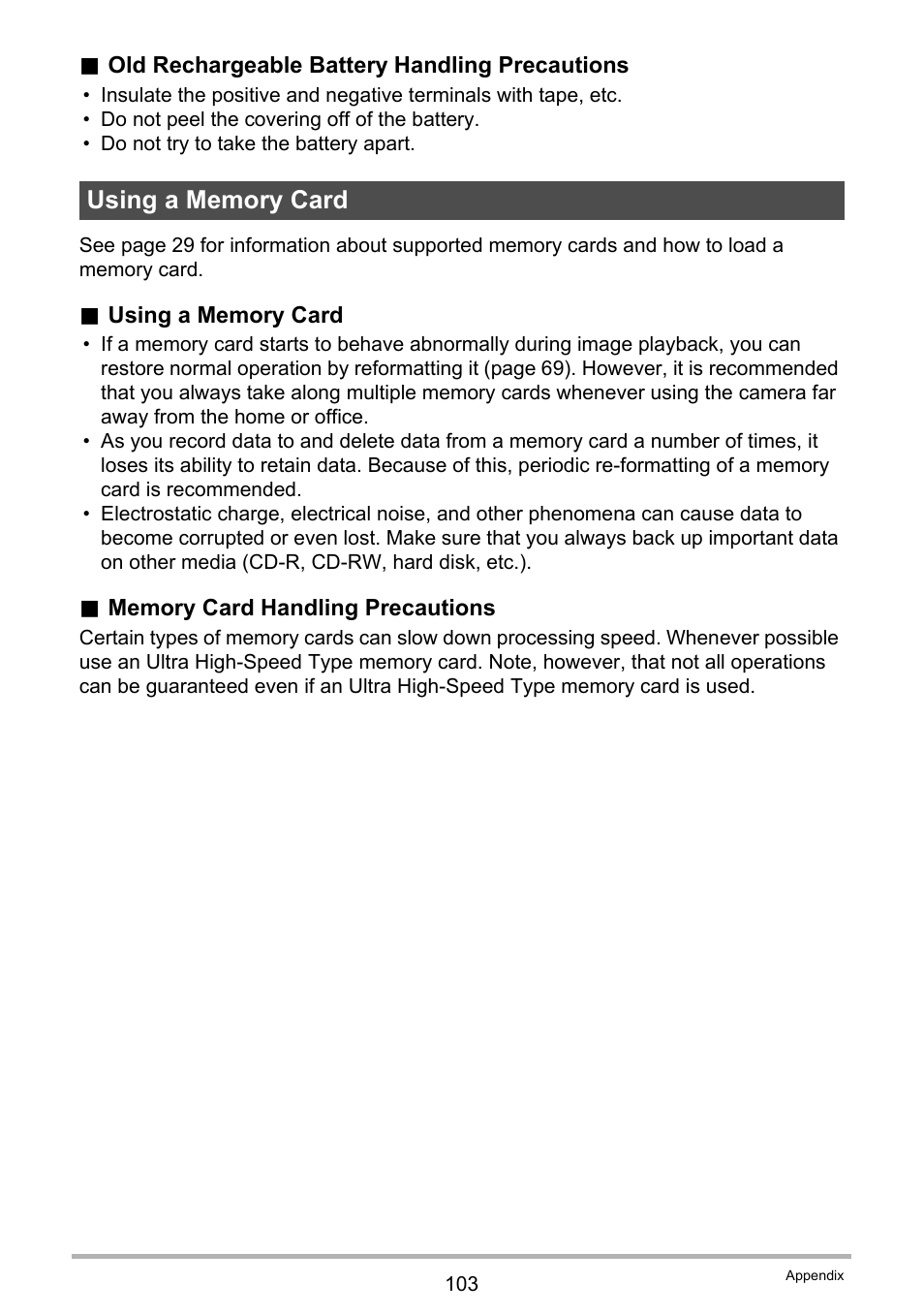 Using a memory card | Casio EX-FR10 (Camera: Ver. 1.00 and 1.01, Controller: Ver. 1.00) User Manual | Page 103 / 119