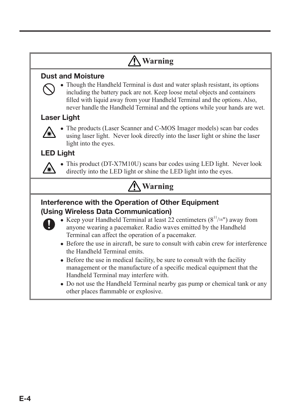 Warning | Casio DT-X7 User Manual | Page 6 / 75