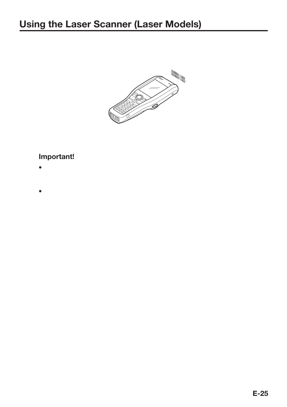Using the laser scanner (laser models) | Casio DT-X30 User Manual | Page 27 / 59
