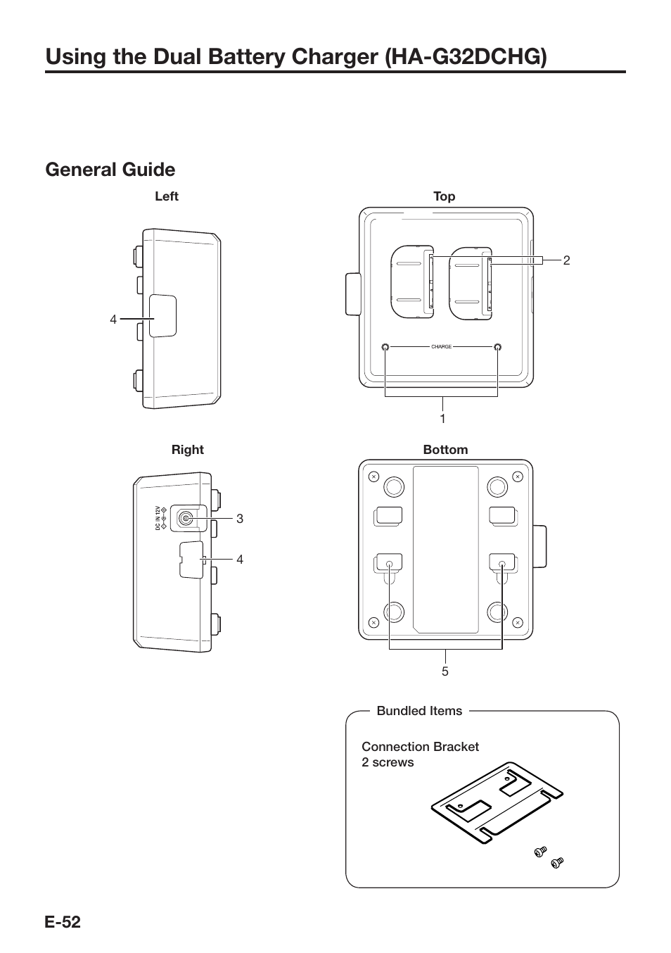 Using the dual battery charger (ha-g32dchg), General guide | Casio DT-X30 User Manual | Page 54 / 59