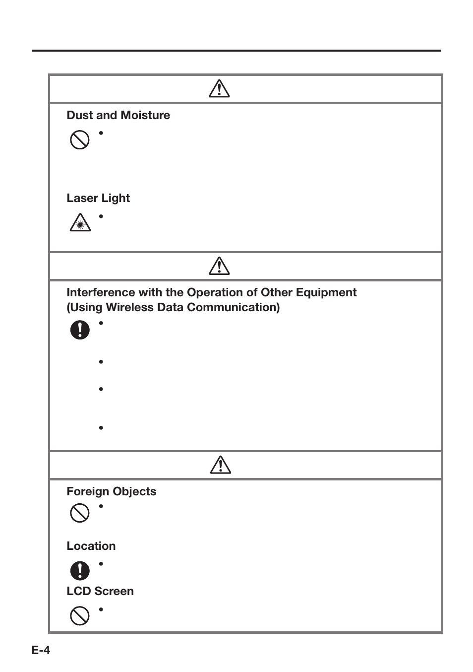 Warning, Caution | Casio DT-X30 User Manual | Page 6 / 59