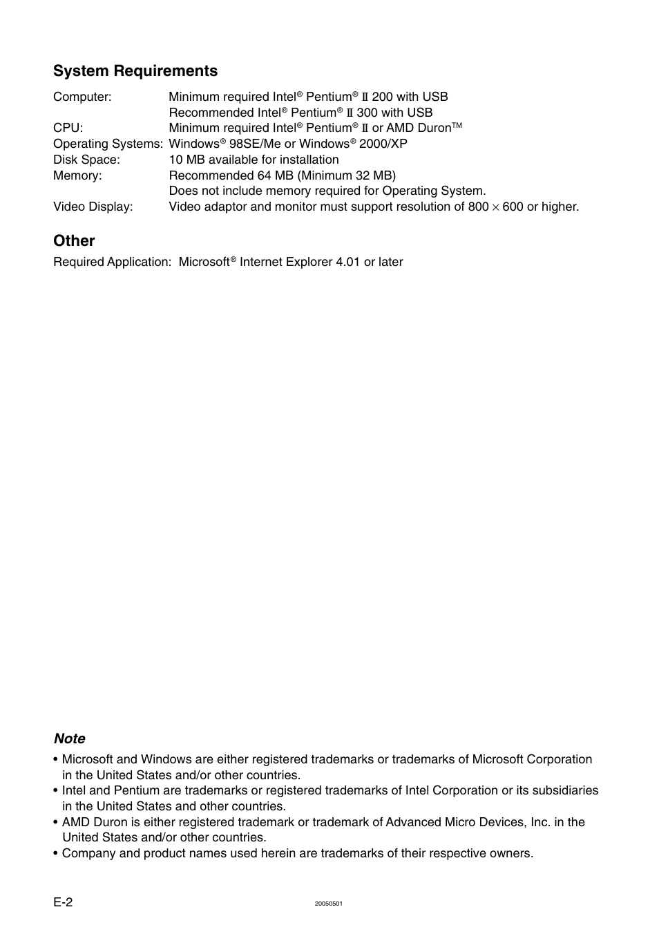 System requirements, Other | Casio ClassPad Manager Version 2.2 User Manual | Page 4 / 59
