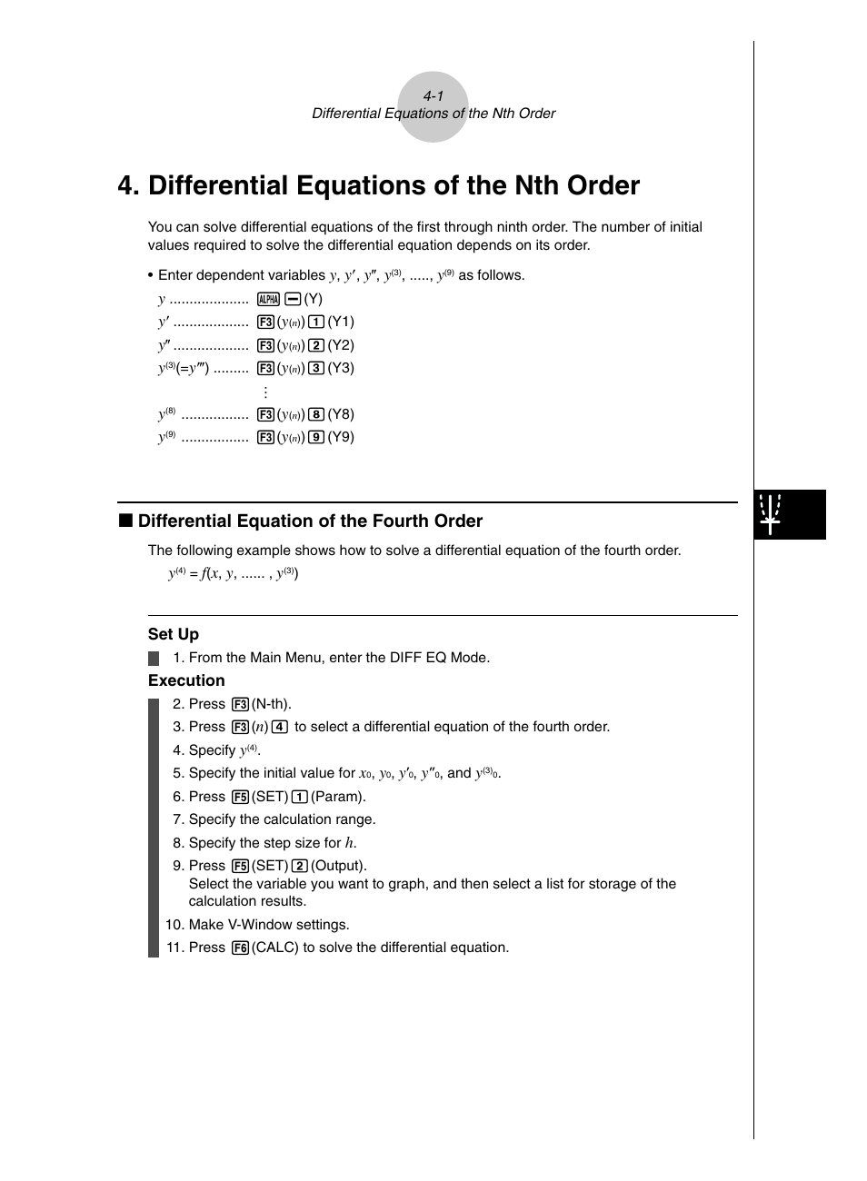 Differential equations of the nth order, K differential equation of the fourth order | Casio ALGEBRA FX2.0 series User Manual | Page 14 / 22
