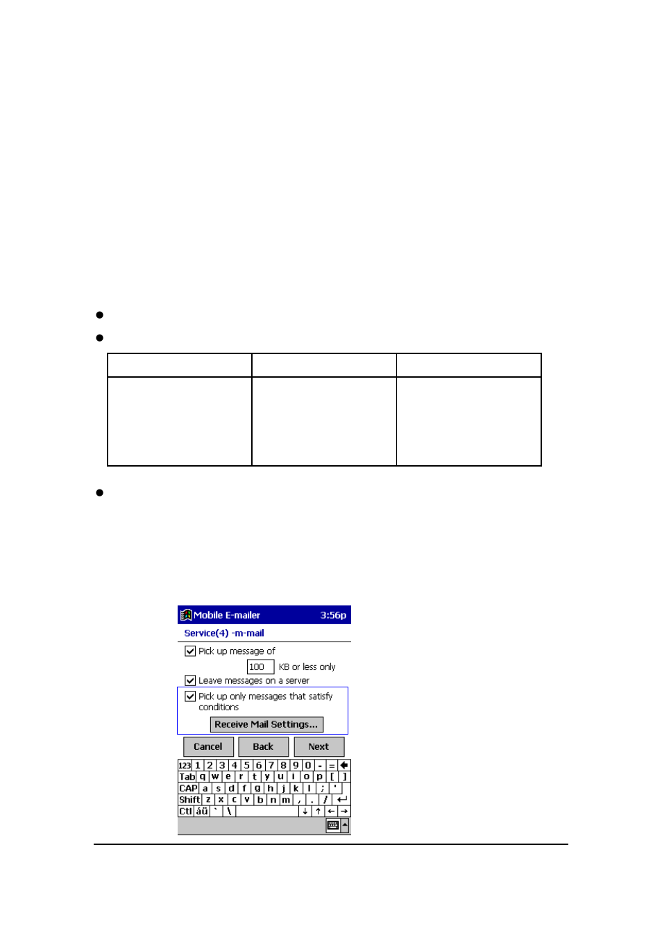 Configuring incoming mail conditions | Casio EM-500 Mobile E-mailer V.1.0 User Manual | Page 15 / 72