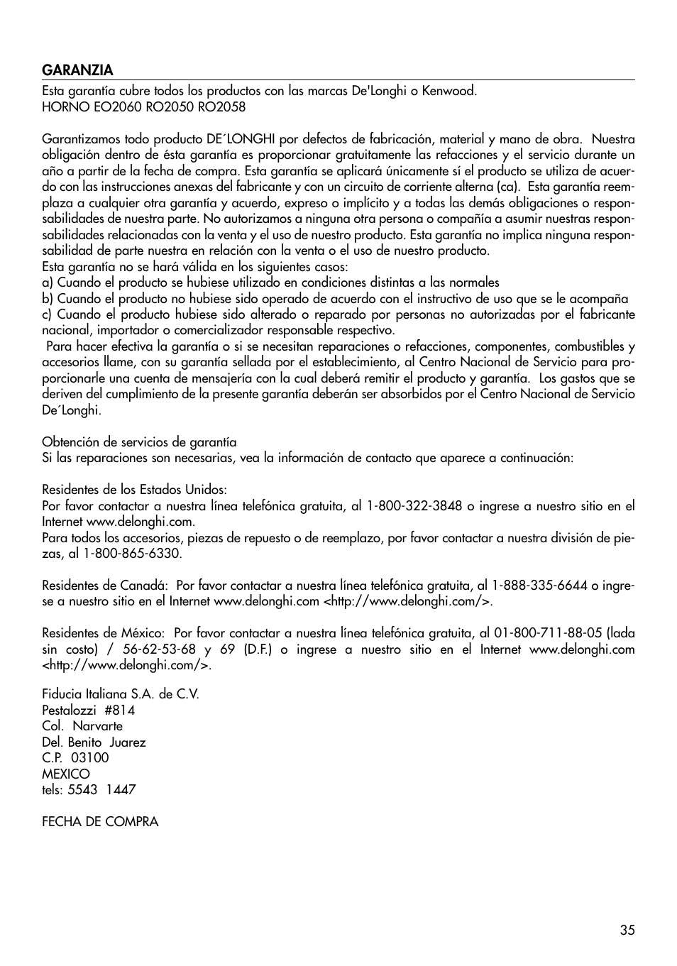 DeLonghi RO2058 User Manual | Page 24 / 24