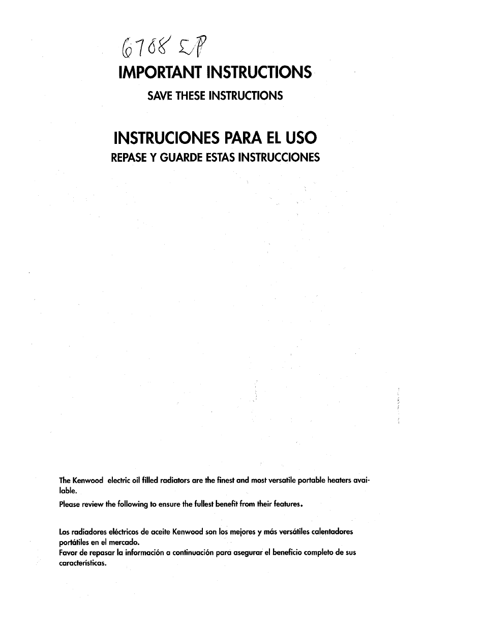 Kenwood 6188EP User Manual | 6 pages