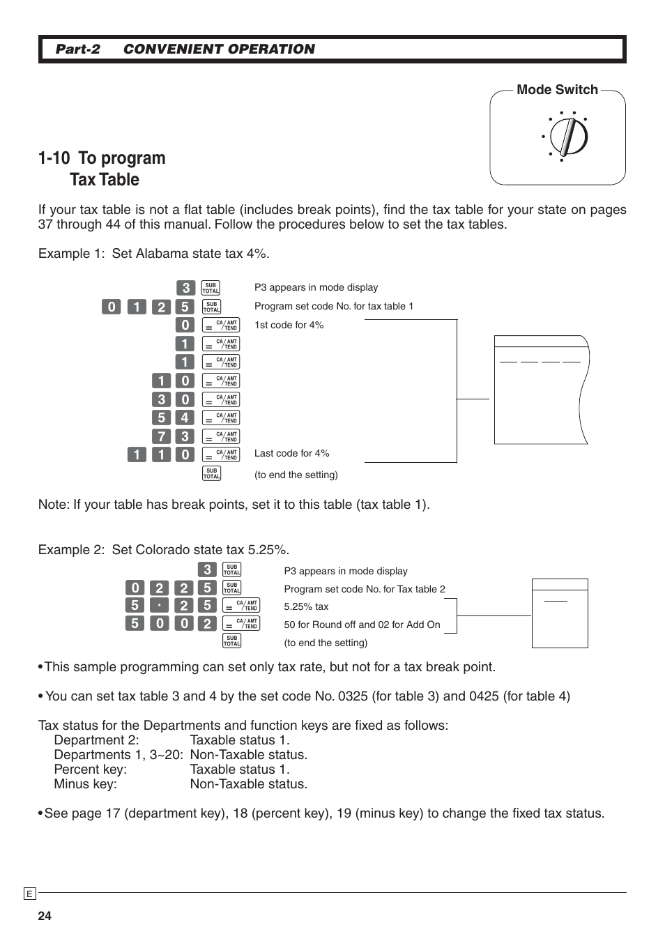 10 to program tax table | Casio PCR-272 Manual User Manual | Page 24 / 46