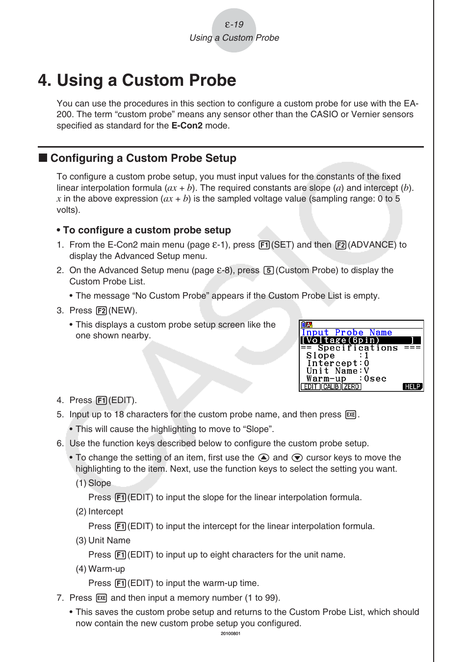 Using a custom probe, K configuring a custom probe setup | Casio FX-CG10 User Manual | Page 564 / 601