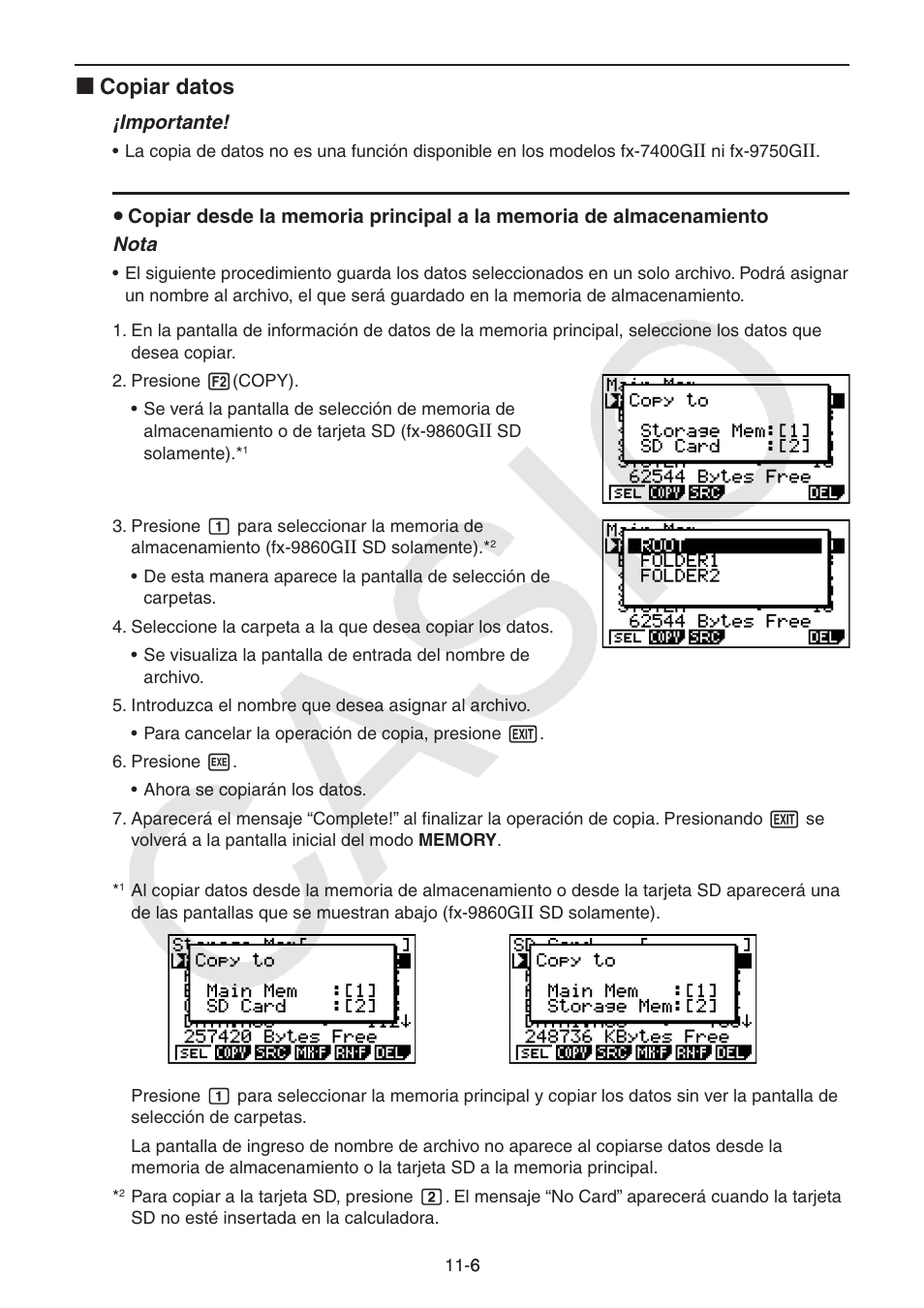 I copiar datos | Casio FX-9750GII User Manual | Page 301 / 411