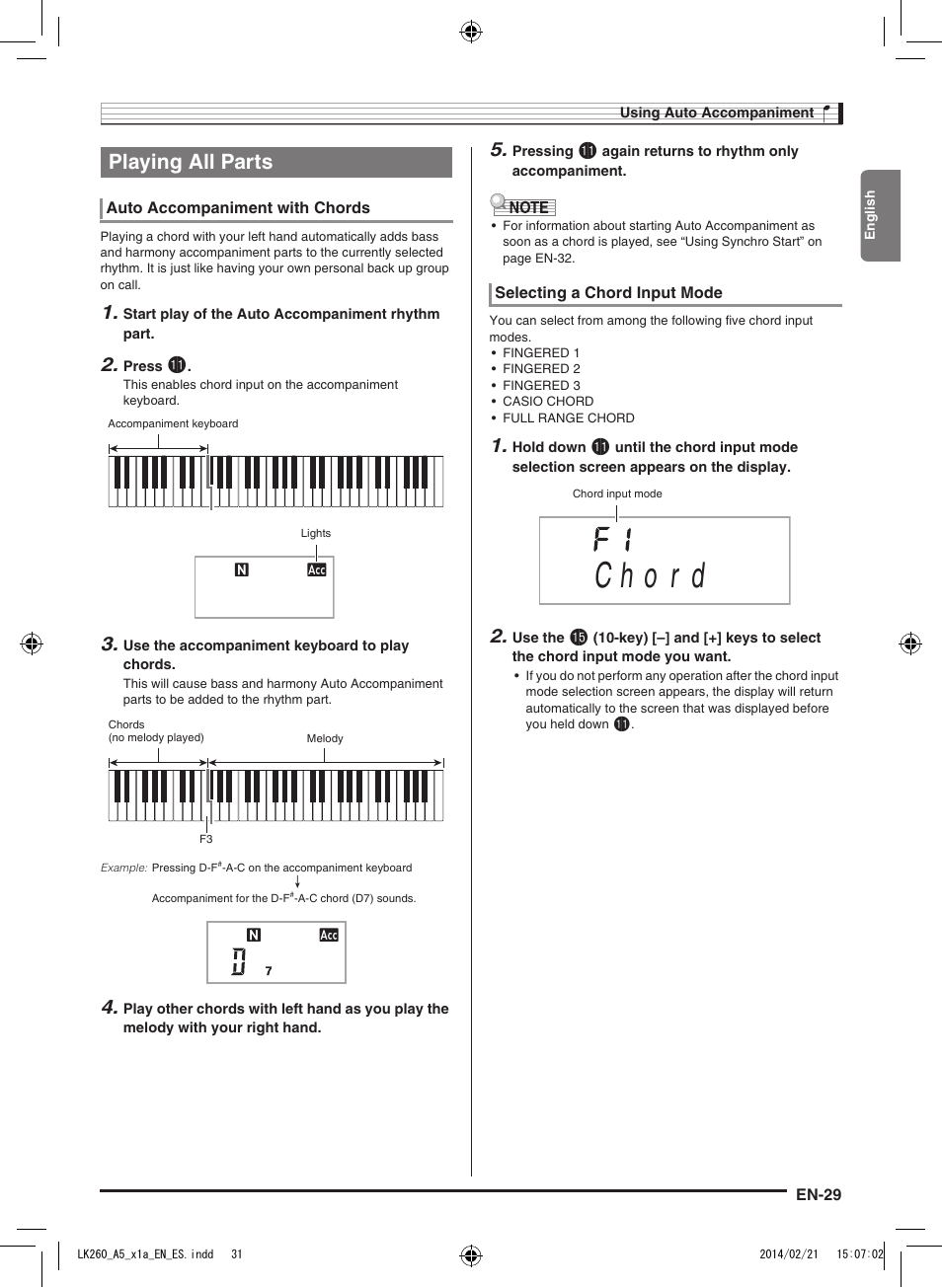 Playing all parts | Casio LK-170 User Manual | Page 31 / 48
